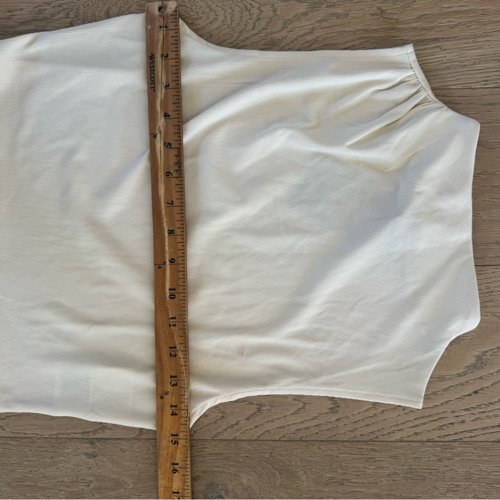H&M Womens Cropped Mock Neck Ribbed Tank Cream XS - Picture 3 of 5